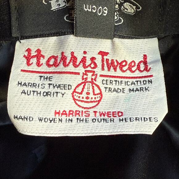 Harris Tweed Herringbone Newsboy Cap – Bates 1898 US 7 1/2 Wool Hat Gray Black - Picture 10 of 11